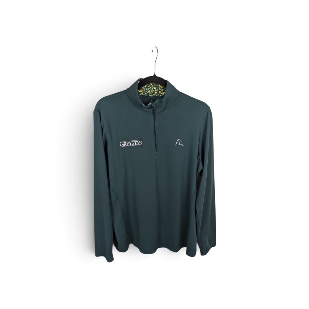Rhoback Mens XL Forest Green Greystar Logo Performance Quarter Zip Pullover